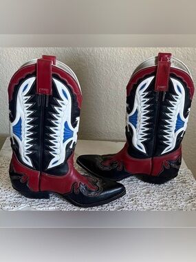 Don Quijote Women’s Western Pull On Heart Cowboy Boots 8 RARE VINTAGE